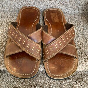 Tommy Hilfiger Men's Tan Leather Slides